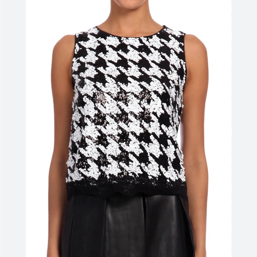 Guess Black and White Sequin Sleeveless Top size small